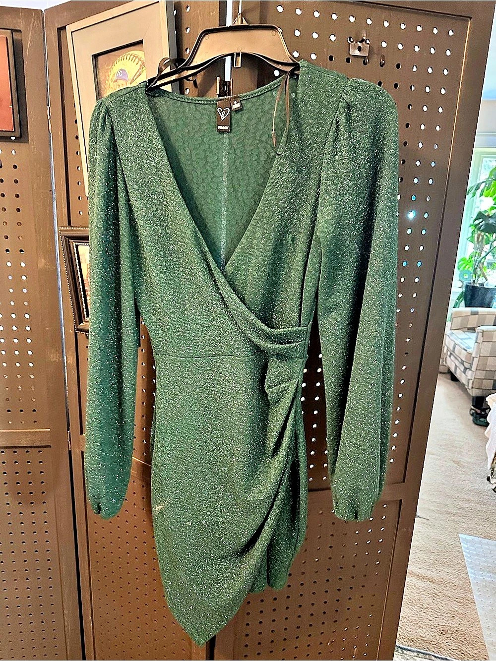 twisted heart Green Wrap Midi Dress